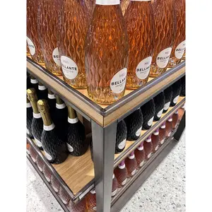 Beweegbare Dranken Alcohol Vloer Display Stand Supermarkt Planken Metalen Drank Wijn Display Rack Voor Winkel