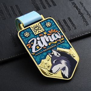 Il tuo Logo personalizzato medaglia di colore Spray smalto 3D personaggio animale lupo medaglie premio sportivo produttore medaglia personalizzata - Product Image 5
