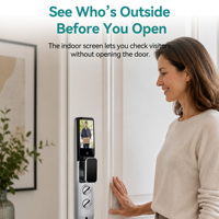 Serrure Intelligente WiFi SJJ Entièrement Automatique TTLock Tuya avec Reconnaissance Faciale, Capteur de Veine Palméenne, Caméra de Visiophone, Interphone Vidéo, Déverrouillage à Distance via Application pour Portes en Bois