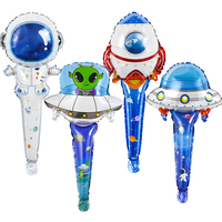 Cohete astronauta dirigible globo de mano espacio exterior globo de dibujos animados inflable planeta temático Baby Shower decoración de fiesta de cumpleaños
