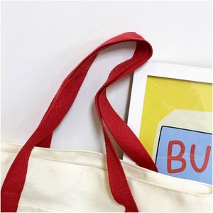 <b>Extra</b> Heavy-weight <b>Large</b> Personalized Letter Pattern Zipper Closure Cotton Canvas Tote Bag Reusable Custom Shopping Bag - Product Image 6