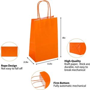 <b>Small</b> <b>Gift</b> Kraft Paper Party Bulk Goodie Bags with Handles for Kids Birthday Wedding Baby Shower Crafts Recyclable Party Bags - Product Image 2