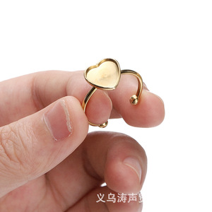 Base de Anillo DIY en Forma de Corazón de Acero Inoxidable, Color Oro y Plata, Accesorio de Joyería Unisex, Regalo - Product Image 2