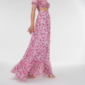 Ensemble d'été OEM pour femme : Robe tendance à imprimé floral, col en V, taille haute, jupe longue 2 pièces - Product Image 6