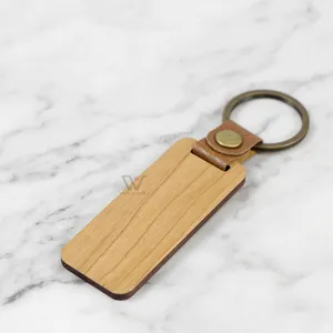 Koa Wood PU Leather Keychain Wooden-keyring Wood Keychains