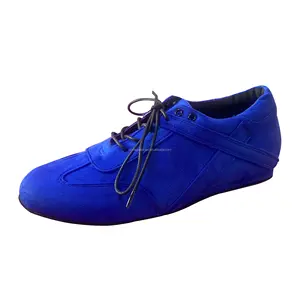 Customized Heel Ballroom Dance Shoes for Men Royal Blue Latin Dancing Shoes