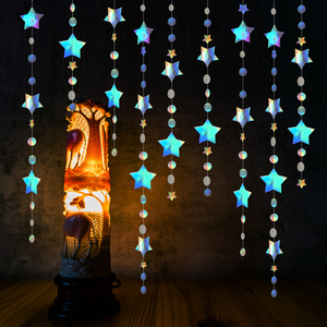 Ghirlanda Iridescente <span class=keywords><strong>con</strong></span> Stelle Scintillanti e Luna, Decorazioni Olografiche per Feste di Ritorno a Scuola - Product Image 5