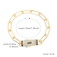 Collar y Pulsera de Cadena de Eslabones Tipo Clip de Papel Mónaco con Cierre CZ, Chapado en Oro de 14K, Estilo Hip Hop, para Hombre y Mujer, Venta al Por Mayor