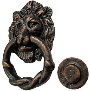 Poignée de porte en fonte motif tête de lion, finition cuivre antique, traditionnelle et durable - Product Image 3