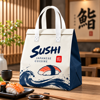 Sac isotherme réutilisable et imperméable pour sushis avec doublure en aluminium, sac fourre-tout isolant non tissé pour la livraison de repas à emporter
