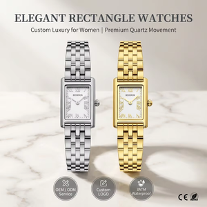 Nouvelle montre à quartz pour femme, bracelet de 18 mm, boîtier carré en acier inoxydable, montre bracelet pour femme - Product Image 2