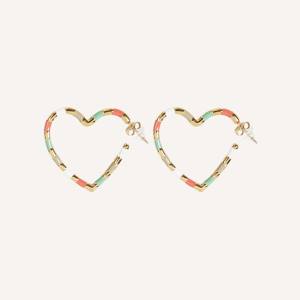 Pendientes de Corazón de Acero Inoxidable con Esmalte Dorado YFB, Pendientes Colgantes Minimalistas de Moda - Product Image 1