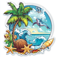 Aimant de réfrigérateur 3D en résine style plage de Miami, aimant puissant, souvenir en résine combinée, décorations de cuisine