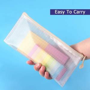<b>A4</b> Pastel Mesh <b>File</b> Bag Waterproof Zipper Document Pouch Plastic Exam Paper Organizer School Office Supply Storage - Product Image 5