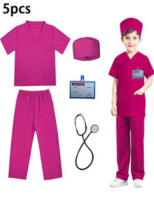 5 uds niños niño médico traje quirúrgico uniforme Scrubs traje conjunto para niños niñas vestir Halloween Cosplay - Product Image 5