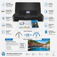Imprimante jet d'encre mobile HP OfficeJet 250 avec Bluetooth sans fil, imprimante couleur tout-en-un portable pour voiture, bureau, logistique