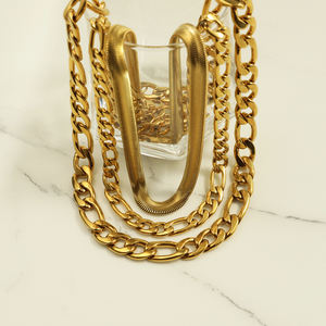 תכשיטי אופנה pvd 18k מצופה זהב פיארו 3 + 1 שרשרת שרשרת קישור איטליה a750 נירוסטה שרשרת פיארו שרשרת ברזל גברים נשים - Product Image 3