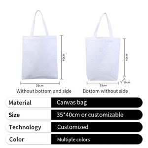 Bolsa de Mano Personalizada con Logotipo Impreso, Bolsa de Compras de Algodón Negra Resistente para Mujer, para Negocios - Product Image 2
