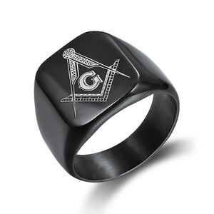 Anelli in acciaio inox di alta qualità oro argento nero placcatura muratore anelli per gli uomini - Product Image 4