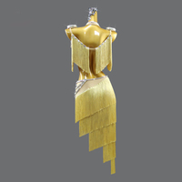 Costume de danse latine pour femmes en spandex, style tutu et jupes, taille découpée, franges, strass, robe de compétition