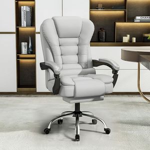 Fauteuil de bureau exécutif en cuir noir inclinable et pivotant avec repose-pieds pour usage domestique ou professionnel - Product Image 4