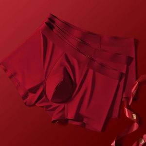 Boxer short homme rouge en modal respirant sans couture taille mi-haute pour le Nouvel An chinois et les fêtes porte-bonheur - Product Image 1
