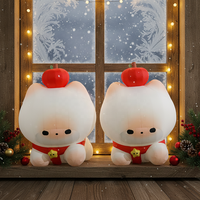 Chat blanc mignon avec chapeau orange, poupée gonflable de dessin animé de 6 m pour la décoration des centres commerciaux et des fêtes