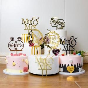 ECCOBELLA Décorations de gâteau en acrylique personnalisées Mr et Mme pour la décoration de gâteaux de mariage - Product Image 2