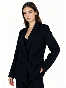 Blazer negro <span class=keywords><strong>para</strong></span> mujer, chaqueta de <span class=keywords><strong>traje</strong></span> con doble botonadura, ropa de trabajo <span class=keywords><strong>para</strong></span> oficina, ropa exterior profesional formal <span class=keywords><strong>elegante</strong></span> y ajustada - Product Image 1