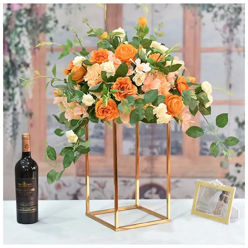 Suporte de vaso de flores para decoração, suporte de metal para vaso de flores dourado para decoração de casa, evento