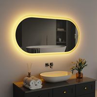 Miroir mural intelligent à écran tactile CF Modern Makeup Vanity avec éclairage LED, miroirs décoratifs pour salle de bain avec éclairage LED