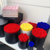 Lovebay vente en gros de roses éternelles naturelles de haute qualité personnalisées roses éternelles dans des boîtes carrées roses conservées dans une boîte ronde fleur
