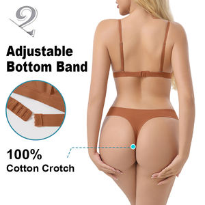 סט הלבשה תחתונה BR15 DD03 ODM לנשים, חזייה ללא ברזלים בצורת משולש, סקסית עם מחשוף עמוק, רכה, סגירת גב, ותחתוני חוטיני. - Product Image 3