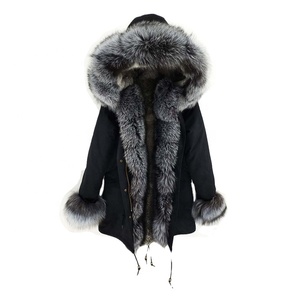 Jancoco <strong>Women</strong> Real Fur <strong>Parka</strong> Winter Warm Genuine Rabbit Fur Lining <strong>Parka</strong> Fox Fur Collar <strong>Coats</strong> - Product Image 1