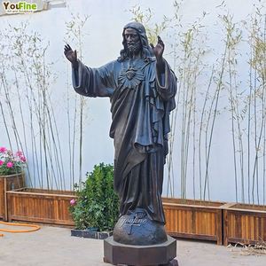 Grande statue du Sacré-Cœur de Jésus, finition dorée, Jésus-Christ aux bras étendus, peinte à <span class=keywords><strong>la</strong></span> main, pour église, chapelle, jardin, extérieur - Product Image 5