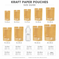 Pochette autoportante en papier kraft brun écologique de qualité alimentaire avec fenêtre et fermeture éclair refermable