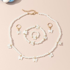 Ensemble de bijoux papillon en perles, collier, bracelet et boucles d'oreilles pour filles, ensemble de bijoux prince, cadeaux pour enfants - Product Image 1