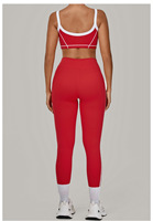 Ensemble de yoga 2 pièces pour femme : Soutien-gorge de sport et leggings taille haute rayés, blocs de couleur contrastants, coupe ajustée amincissante pour la course et le fitness