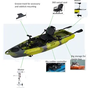 LSF nuevo plástico eléctrico Pedal Kayak barco BigFish 95 PDL con accesorios de pesca