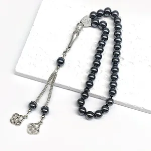 Rosario musulmán de piedras biliares negras de 8mm, pulsera cristiana religiosa Retro, 33 Uds., cadena árabe, cuentas de alabanza turca, brazaletes de moda - Product Image 2