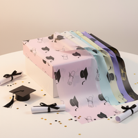 Papier d'emballage pour fleurs imperméable de style coréen pour la saison des diplômes, motif chapeau de docteur pour la décoration de bouquets, papier recyclable