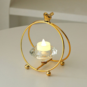 Bird Shaped Crystal Tea Light Holder Iron Flameless Home Decoration <b>Candlestick</b> - Product Image 3