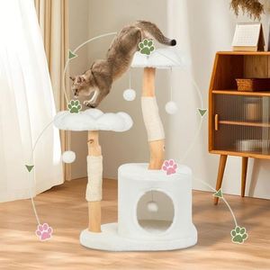 Tour d'arbre à chat moderne avec griffoir, condo de luxe esthétique pour chat, chaton, blanc alpin - Product Image 5