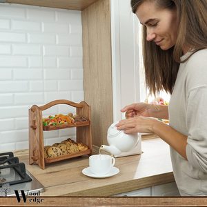 ชั้นวางขนมทำจากไม้สำหรับจัดเก็บขนมปังผลไม้,ชั้นวางผักสำหรับวางบนเคาน์เตอร์ในบ้านห้องครัวสำนักงานห้องทานอาหารและแขก <span class=keywords><strong>Ro</strong></span> - Product Image 4