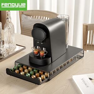 Organizador de Cápsulas de Café Moderno y Ecológico, Portátil, de 1 Nivel, Resistente a la Oxidación, de Hierro Metálico Negro, con Capacidad para 60 Cápsulas - Product Image 1