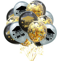 Décorations de remise de diplôme Classe de 2026 – 30 ballons confettis en latex noir et or – Félicitations diplômé – 18e anniversaire – Écologiques