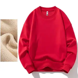 Red Blank Heavy Cotton Fleece Plus Size Custom men's Sweatshirt Unisex Drop Shoulder Oversized Crewneck Sweatshirt