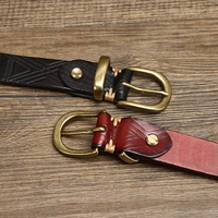 Sabuk Pinggang Wanita Warna Solid Klasik Desainer Fashion Wanita dengan Gesper Kuningan Emas Kasual Sabuk Kulit Asli Baru untuk Celana Jeans