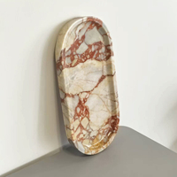 Plateau Organisateur Multifonctionnel Moderne en Marbre Naturel Sculpté à la Main pour Cuisine et Salle de Bain, Rangement pour Parfums et Bijoux - Ramadan