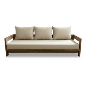Sofá Moderno para Exteriores de 2 Plazas, Resistente al Agua, de Madera Maciza, con Cojines, para Patio o Balcón - Product Image 1